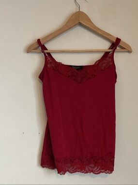 White House Black Market Crimson Lace-Trim Camisole